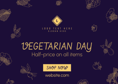 Vegetarian Day Sale Postcard Image Preview