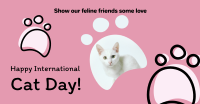 Pink International Cat Day Facebook Ad Design
