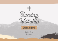 Church Sunday Worship Postcard Design