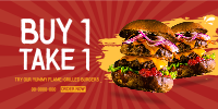 Flame Grilled Burgers Twitter Post Design