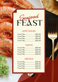 Minimal Shrimp Seafood Menu Design