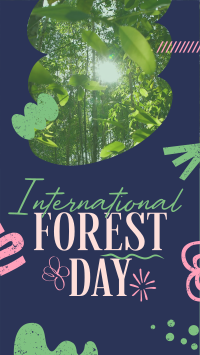 Doodle Shapes Forest Day Facebook Story Design