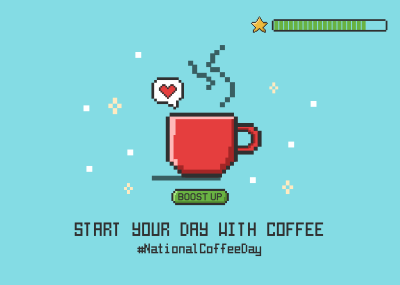 Coffee Day Pixel Postcard Image Preview