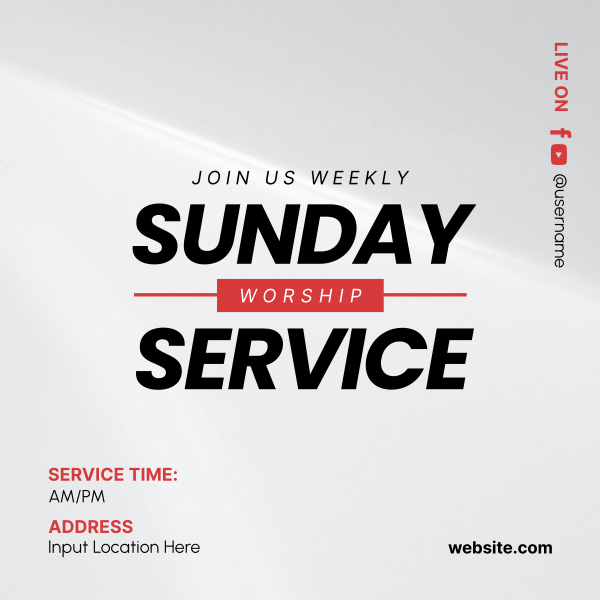 Sunday Worship Service Instagram Post Design Image Preview