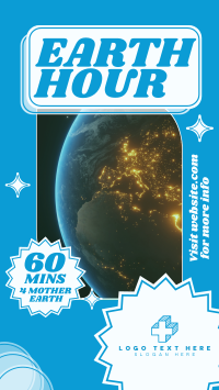 Retro Earth Hour Reminder Facebook story Image Preview