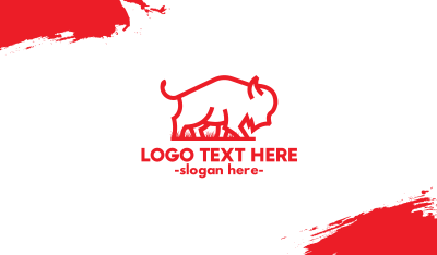 Red Cattle Outline Business Card