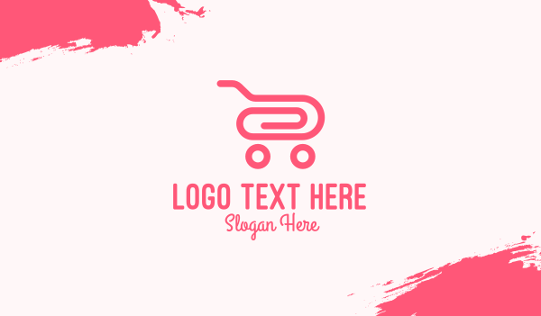Pink Paper Clip Cart Business Card Design Image Preview