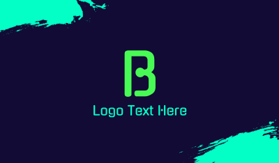 Green Neon Letter B Business Card