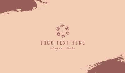 Brown Floral Wreath Letter  Business Card Image Preview