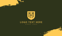 Medieval Monogram Shield M & H Business Card Preview