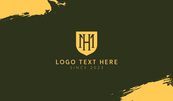 Medieval Monogram Shield M & H Business Card Design Image Preview