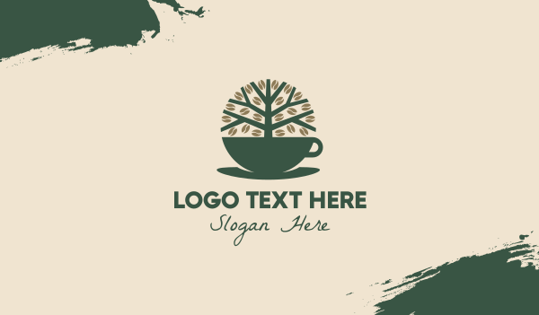 Green Coffee Cup Tree Business Card Design Image Preview