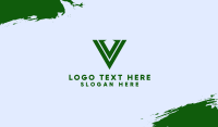 Classy Green Letter V Business Card Design