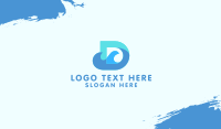 Blue Water Waves Letter D Business Card Image Preview