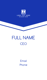 Blue Greek Letter Z Business Card Design