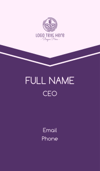 Purple Outline Leaves Business Card Design