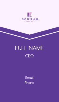 Modern Purple Letter E Business Card Design