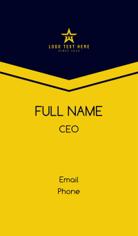 Gold Star Letter W Business Card Design