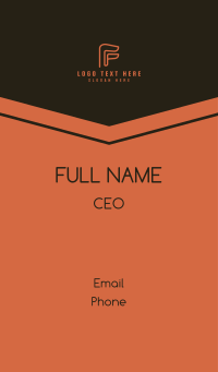 Orange Outline Letter F Business Card Design