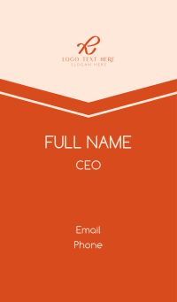 Handwritten Orange Letter R  Business Card Design