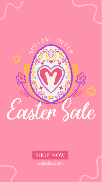 Floral Egg with Easter Bunny and Shapes Sale Instagram story Image Preview