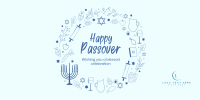 Happy Passover Wreath Twitter post Image Preview