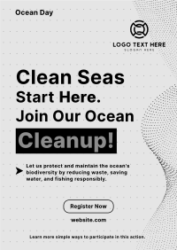 Ocean Day Clean Up Minimalist Poster Design
