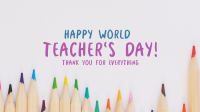 Teacher's Day Color Pencil Facebook Event Cover Design