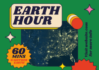 Retro Earth Hour Reminder Postcard Design