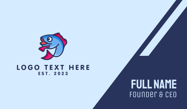 Blue Fish Mascot Business Card Design Image Preview