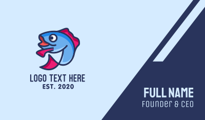 Blue Fish Mascot Business Card