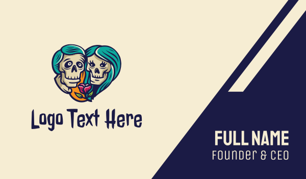 Skeleton Skull Lovers Heart Business Card Design Image Preview