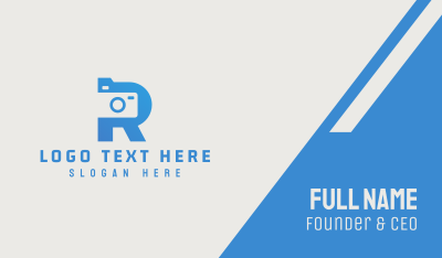 Blue Camera Letter R  Business Card Image Preview