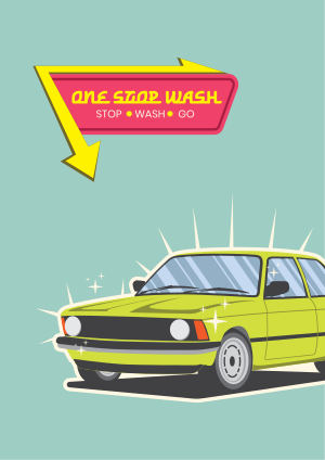 Retro Carwash Flyer Image Preview