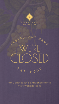 Rustic Closed Restaurant Facebook story Image Preview