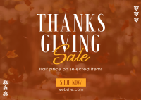 Thanksgiving Leaves Sale Postcard Design
