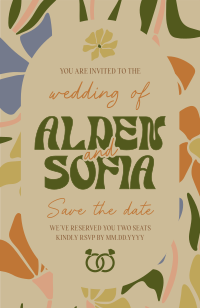 Organic Shape Vintage Wedding Invitation Design