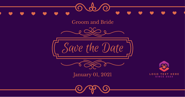 Wedding Save the Date Facebook Ad Design Image Preview