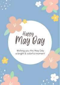 Happy May Day Flowers Poster Design