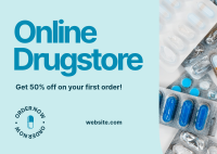 Online Drugstore Promo Postcard Design