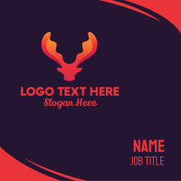 Red Orange Moose Antlers Business Card Design