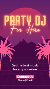 Synthwave DJ Party Service Facebook Story Design