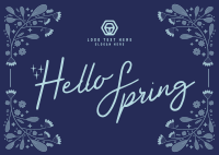 Floral Hello Spring Postcard Design
