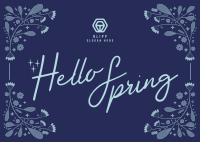 Floral Hello Spring Postcard Image Preview