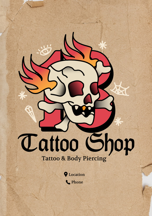 Traditional Skull Tattoo Flyer Design Image Preview