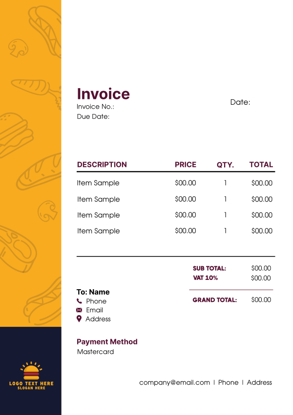 Food Side Invoice Design Image Preview
