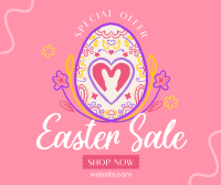 Floral Egg with Easter Bunny and Shapes Sale Facebook Post Design