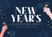 New Year Toast Countdown Postcard Design