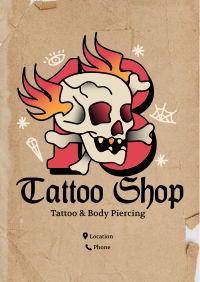 Traditional Skull Tattoo Poster Design