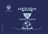 Earth Hour Glass Postcard Design